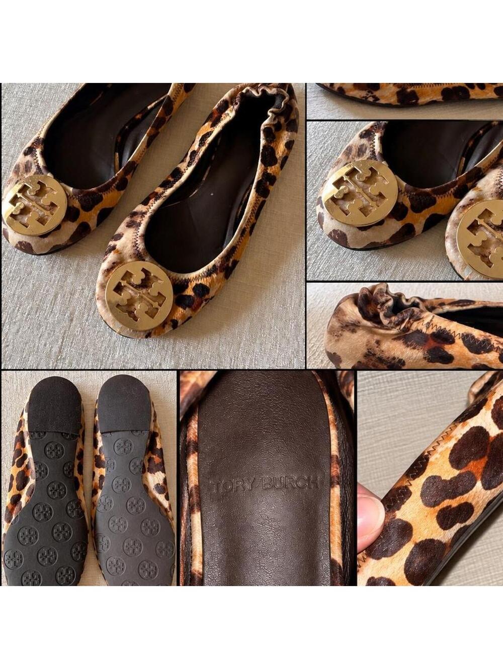 Tory Burch Leopard Haircalf Ballet Flats 🐆✨ Y2K Designer Chic Gold Logo
